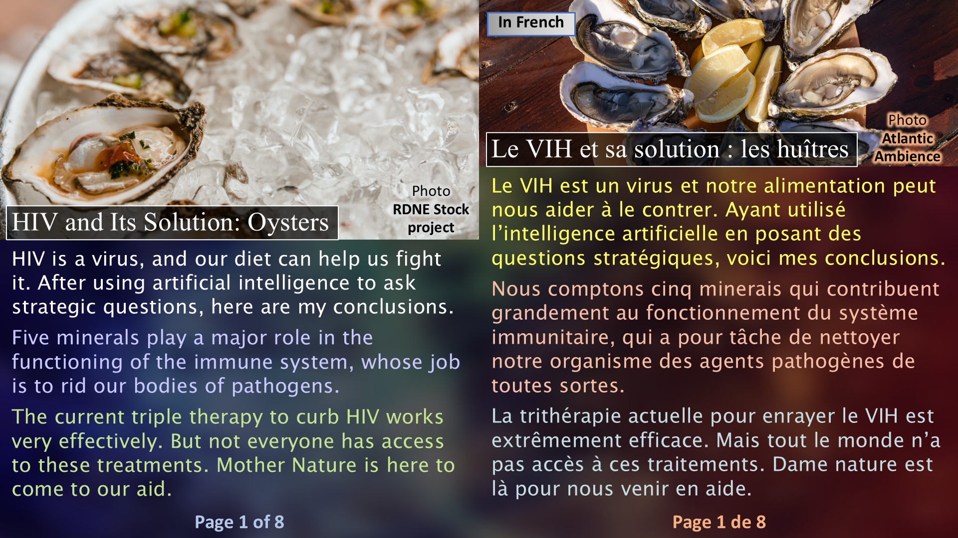 HIV and Its Solution: Oysters / Le VIH et sa solution : les huîtres - Page 01