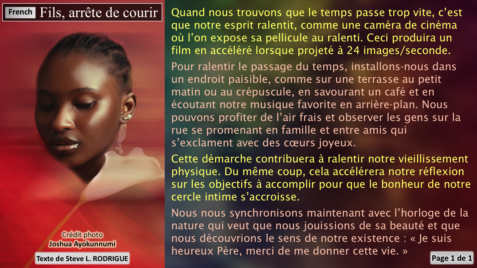 Fils, arrête de courir