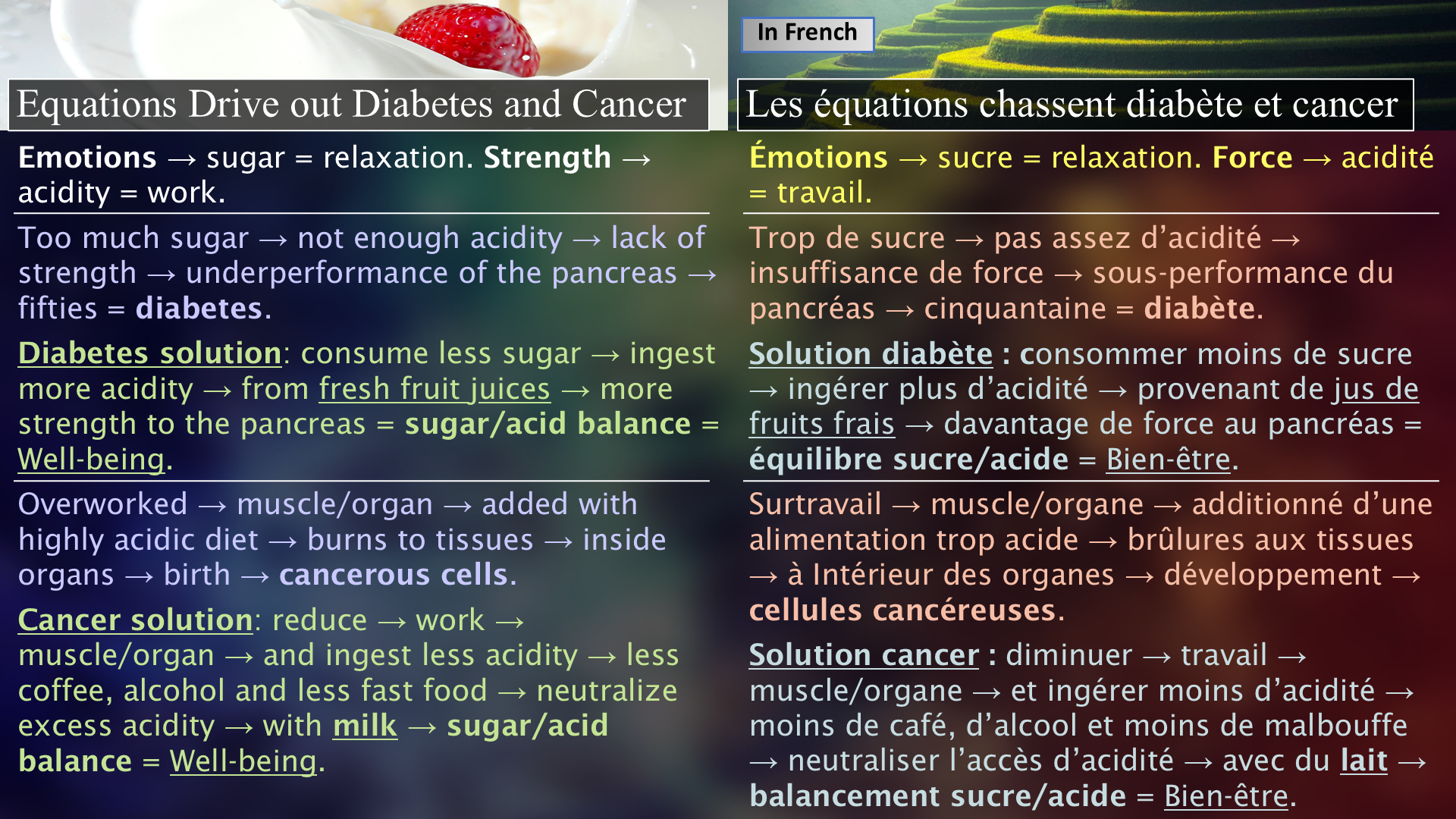 Equations Drive out Diabetes and Cancer / Les équations chassent diabète et cancer